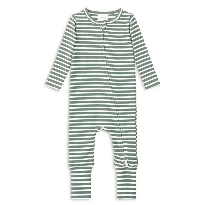 Milky Fern Stripe Zip Romper image number 0